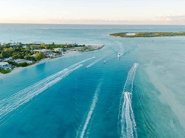 Overhead shot of watercrafts near Emerald Point