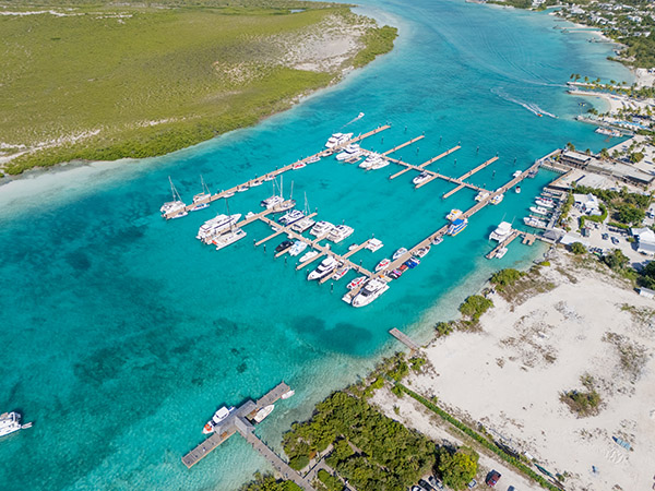 Aerial View of Blue Haven Marina and Docked Yachts