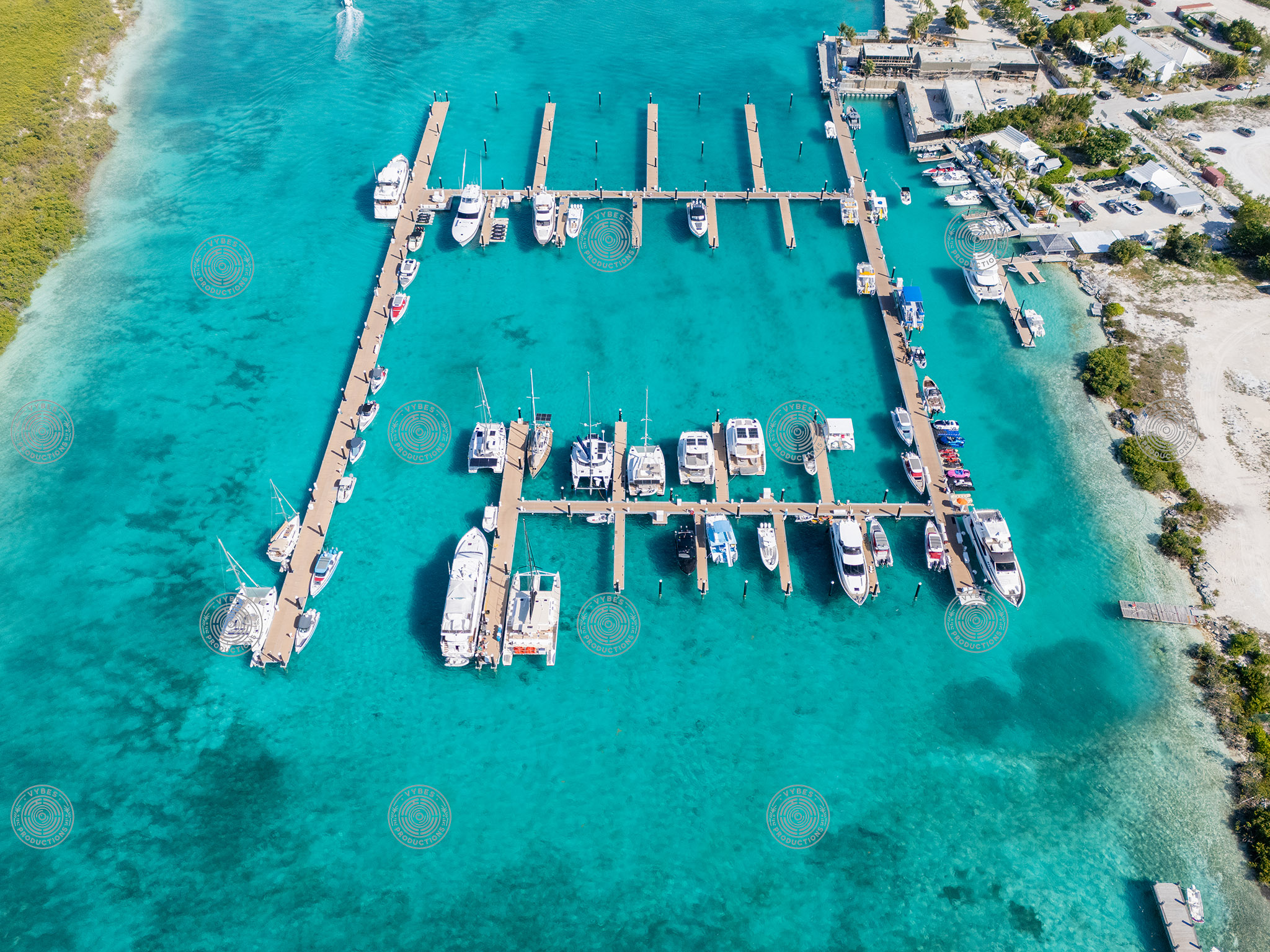 Aerial View of Blue Haven Marina and Docked Yachts