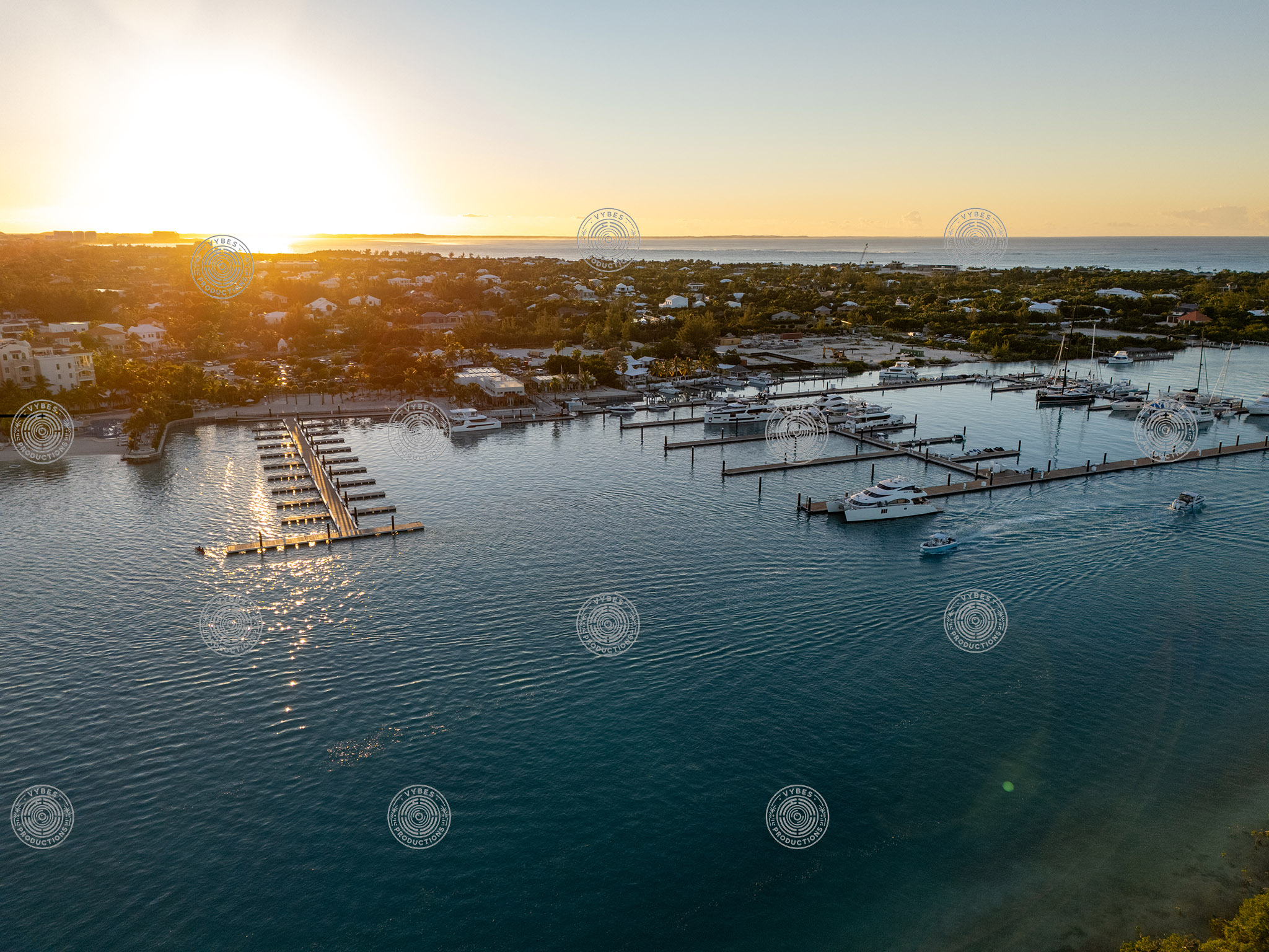 Afternoon Light Hitting Blue Haven Marina from Above
