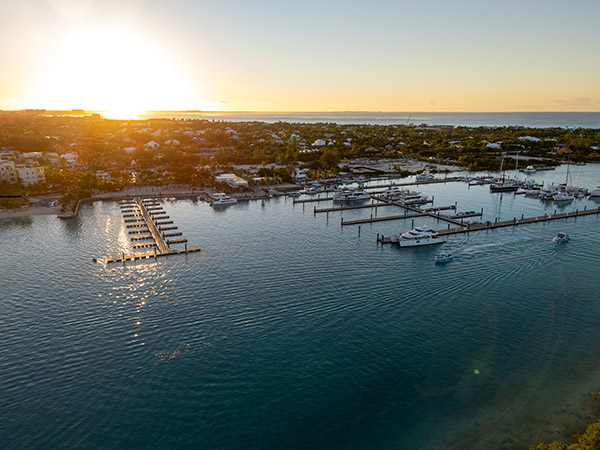 Afternoon Light Hitting Blue Haven Marina from Above
