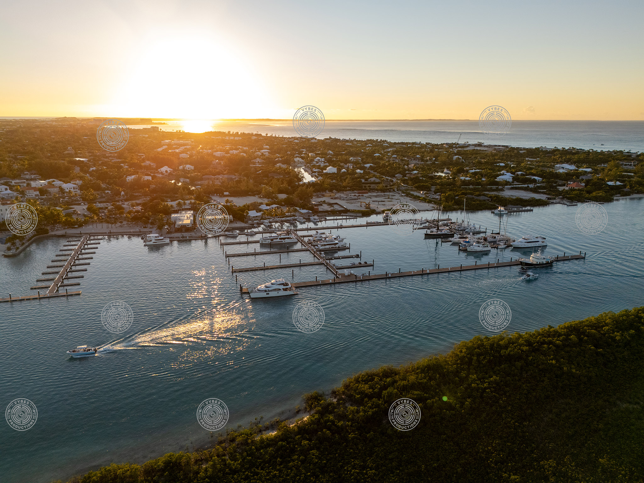 Afternoon Light Hitting Blue Haven Marina from Above
