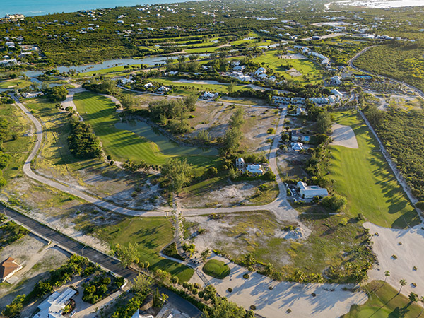 Drone aerial of the golf club during afternoon