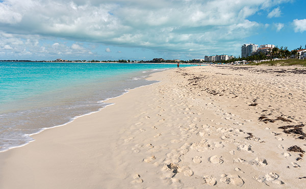 Handheld shot of Grace Bay Beach 