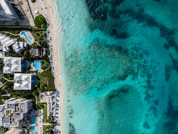 Top down view of Coral Gardens snorkeling area on Grace Bay Beach
