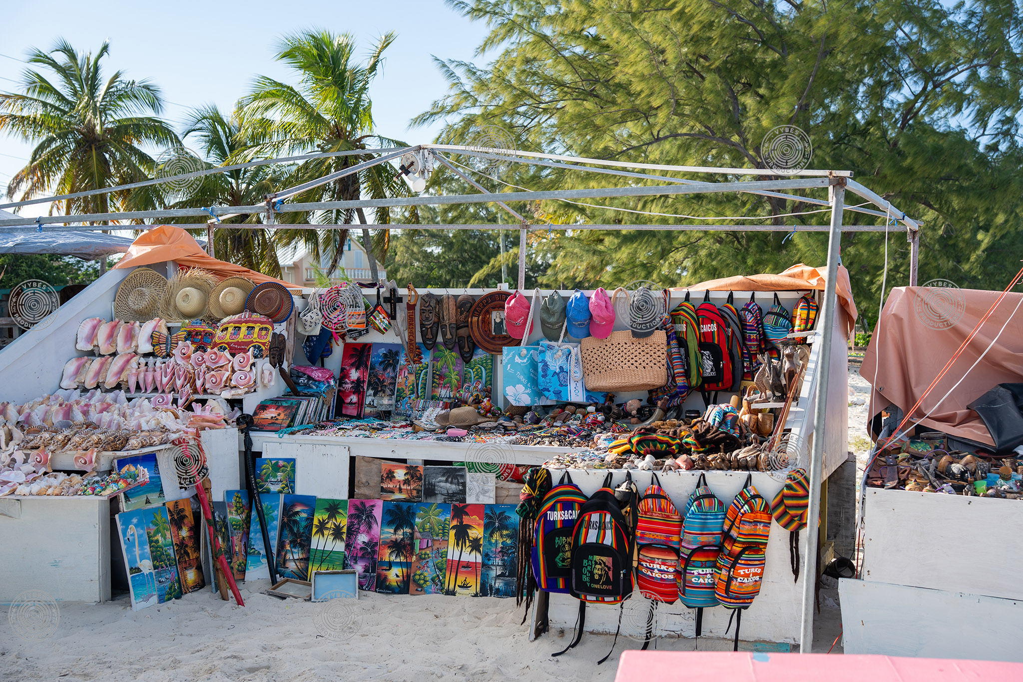 Local goods stand on Grace Bay Beach