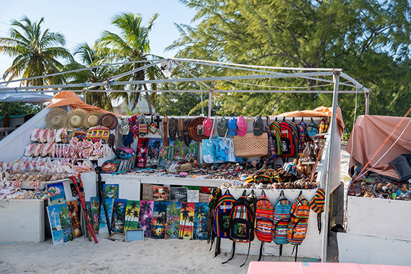 Local goods stand on Grace Bay Beach