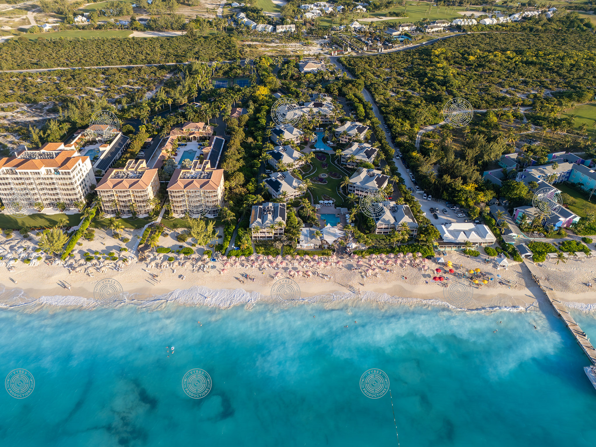 Drone aerial of Tuscany Resort and Ocean Club Resort