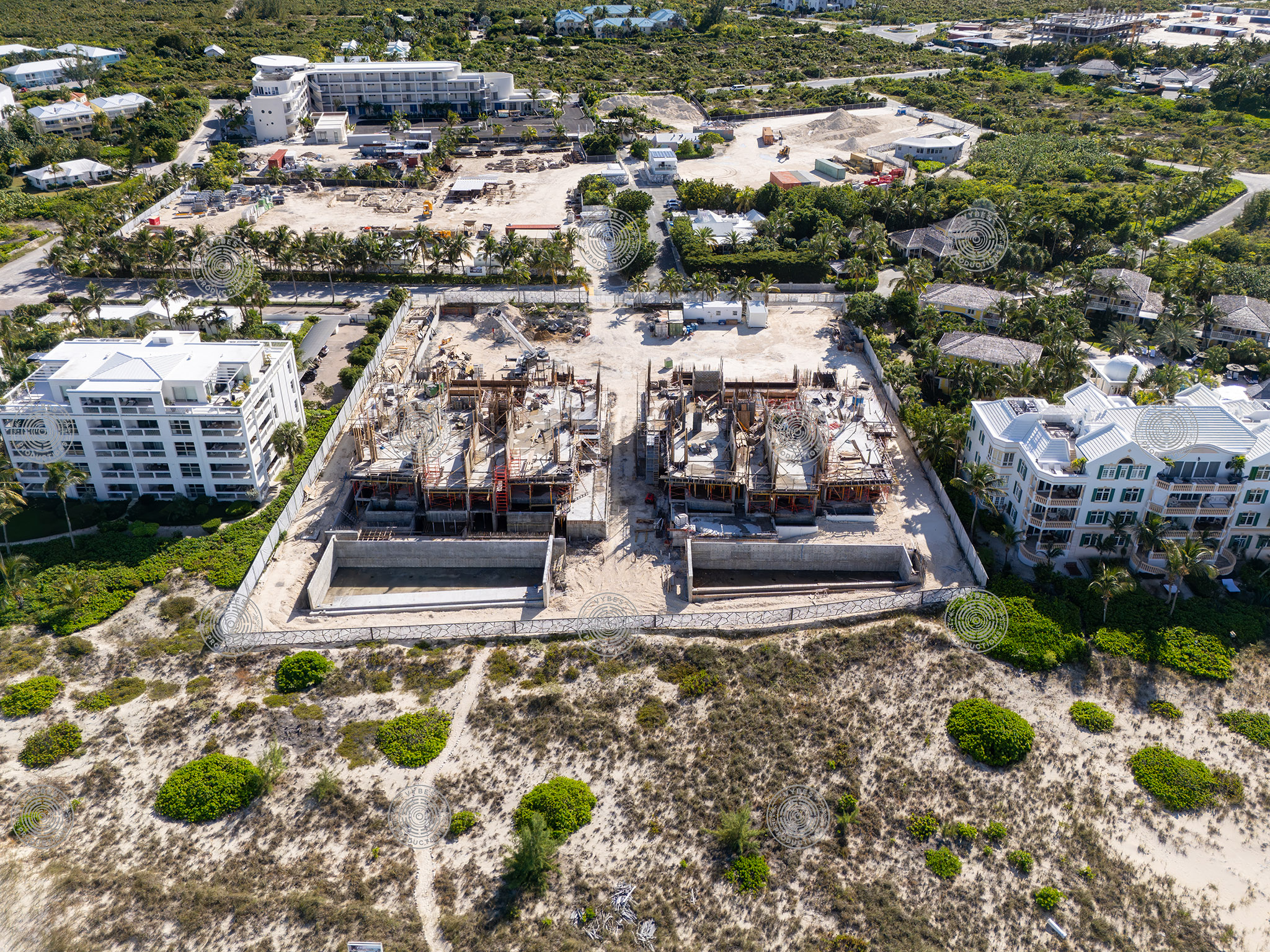 Aerial view of Grace Bay Beach near Point Grace Resort