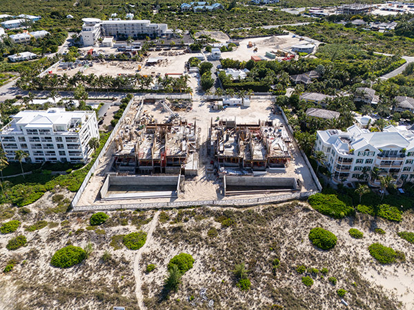 Aerial view of Grace Bay Beach near Point Grace Resort