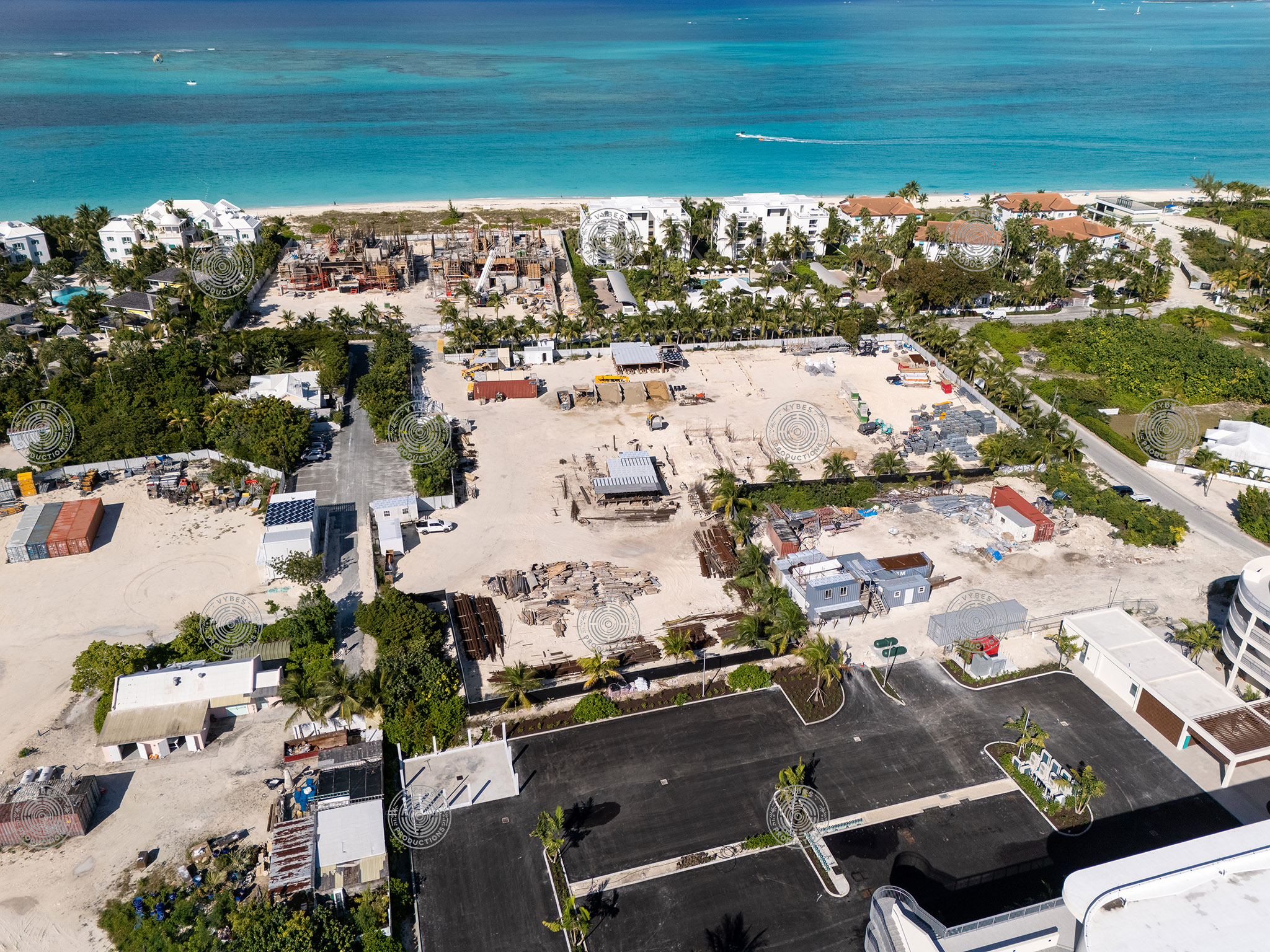 Aerial view of Grace Bay Beach near Point Grace Resort