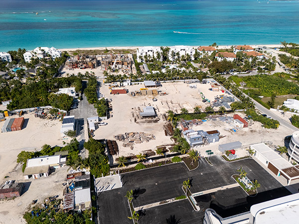 Aerial view of Grace Bay Beach near Point Grace Resort