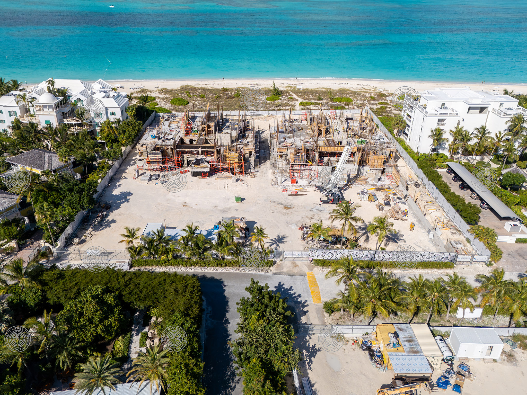 Aerial view of Grace Bay Beach near Point Grace Resort