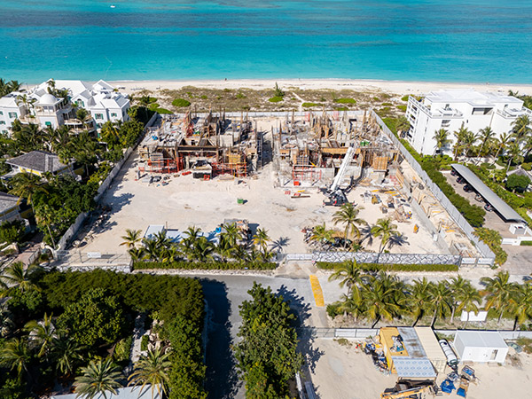 Aerial view of Grace Bay Beach near Point Grace Resort