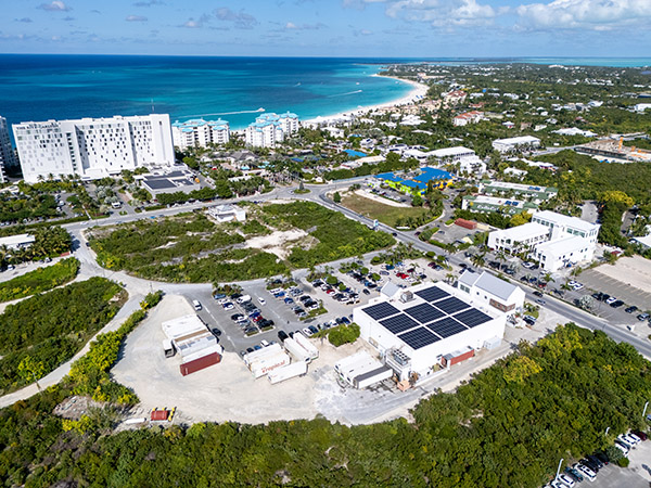 Aerial view showing Graceway Gourmet with Downtown Grace Bay