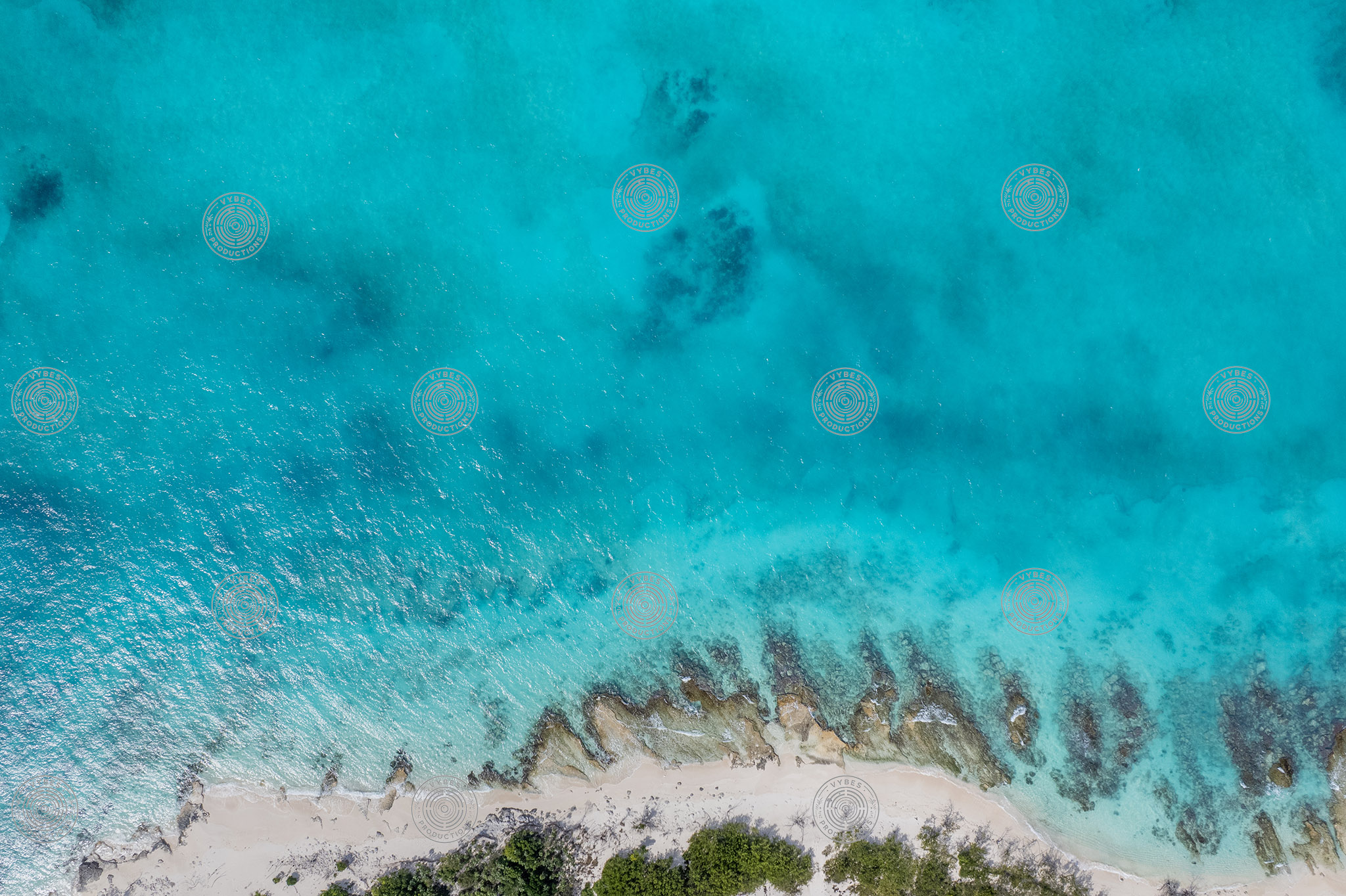 Overhead view of shoreline at Iguana Island