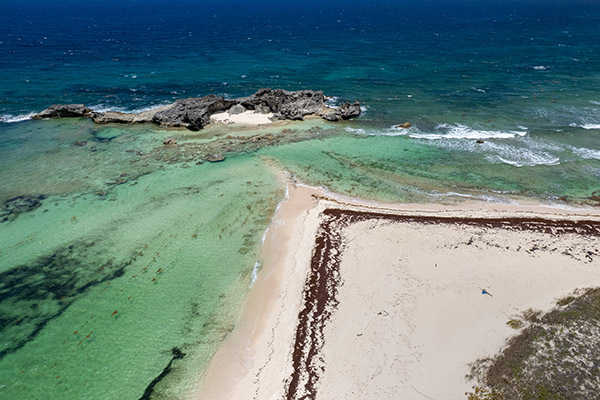 Drone shot of Mudjin Harbor in Middle Caicos