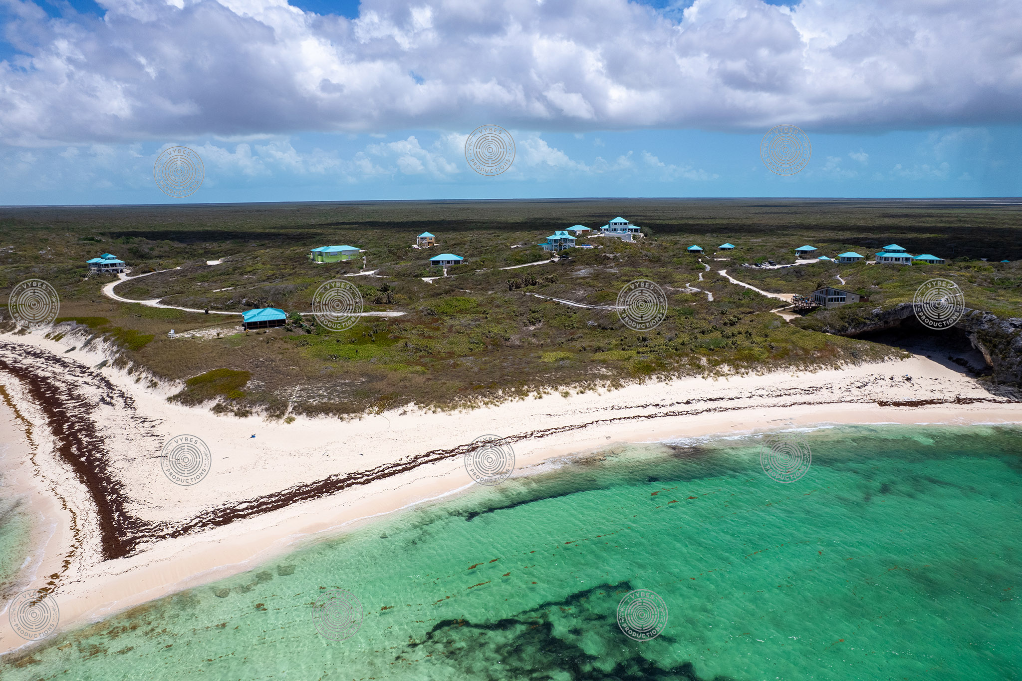 Drone shot of Mudjin Harbor in Middle Caicos