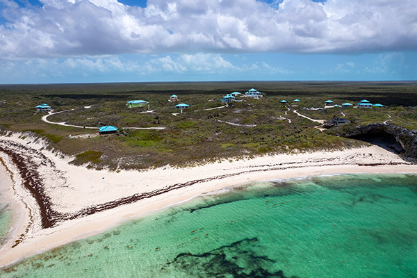 Drone shot of Mudjin Harbor in Middle Caicos