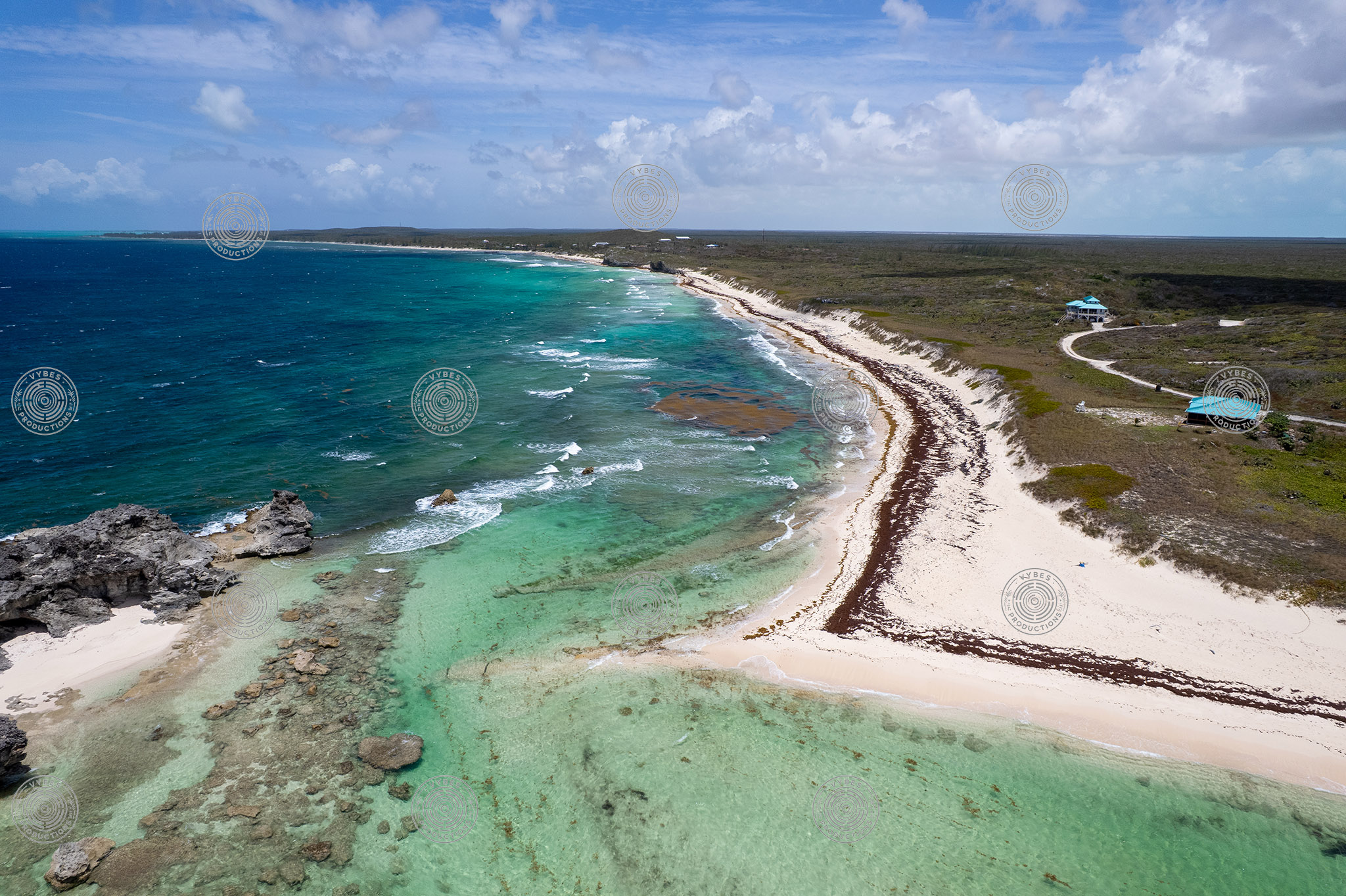 Drone shot of Mudjin Harbor in Middle Caicos