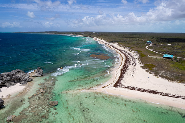Drone shot of Mudjin Harbor in Middle Caicos