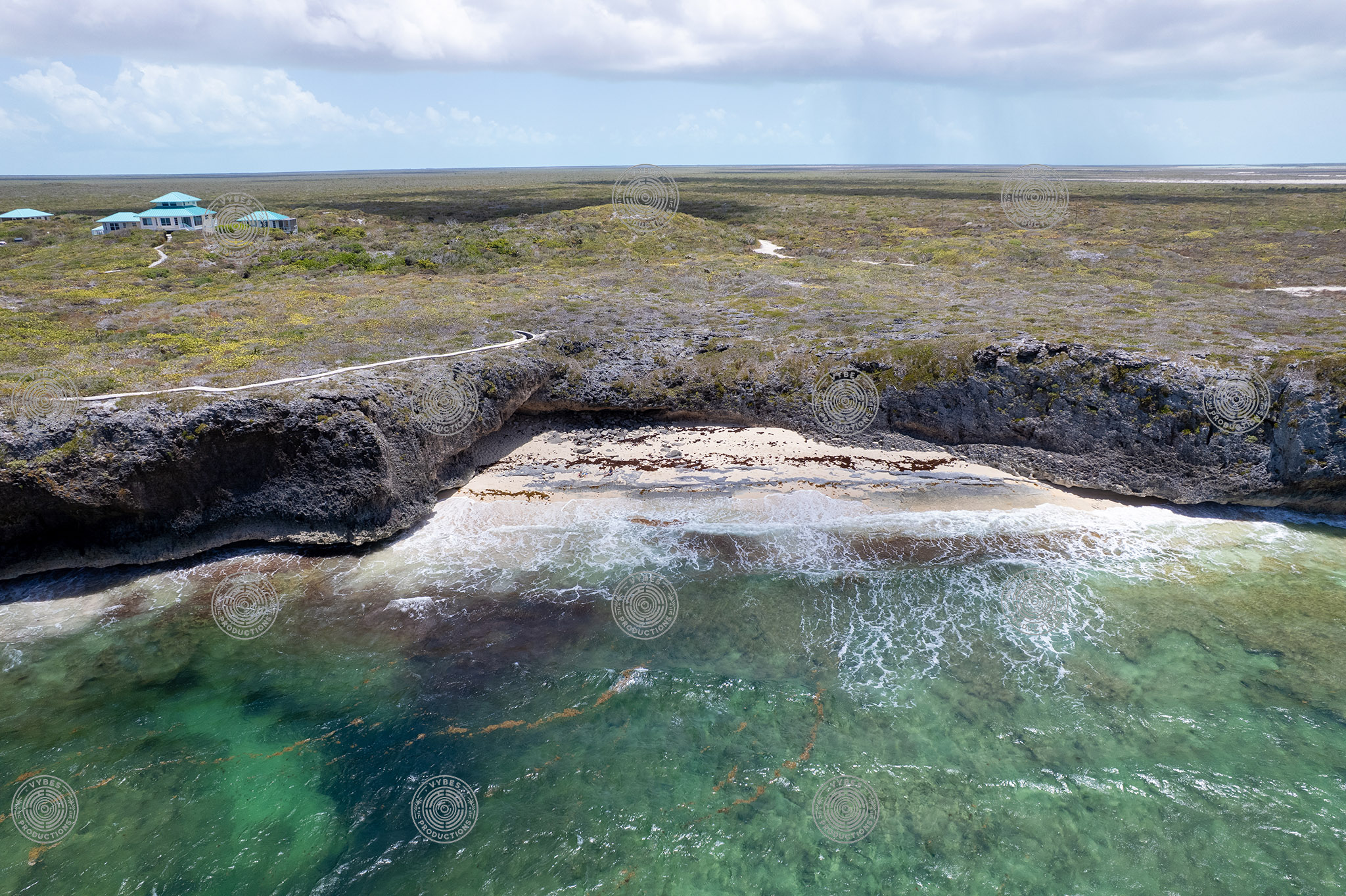 Drone shot of Mudjin Harbor in Middle Caicos