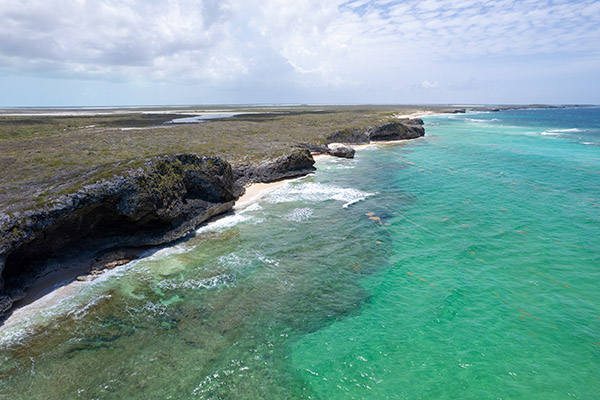 Drone shot of Mudjin Harbor in Middle Caicos