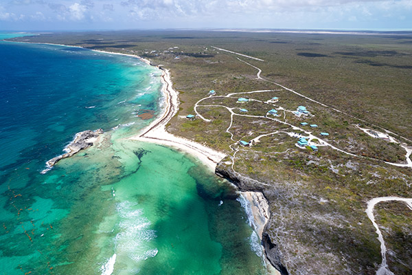 Drone shot of Mudjin Harbor in Middle Caicos