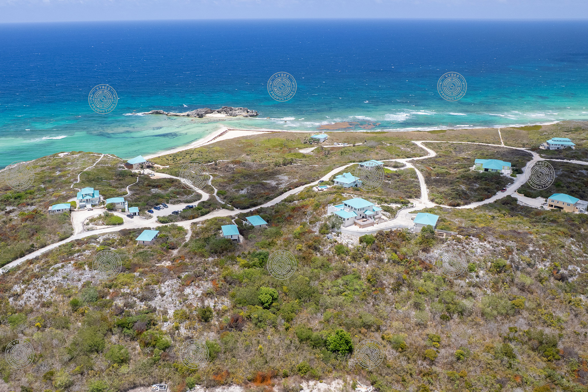 Drone shot of Mudjin Harbor in Middle Caicos