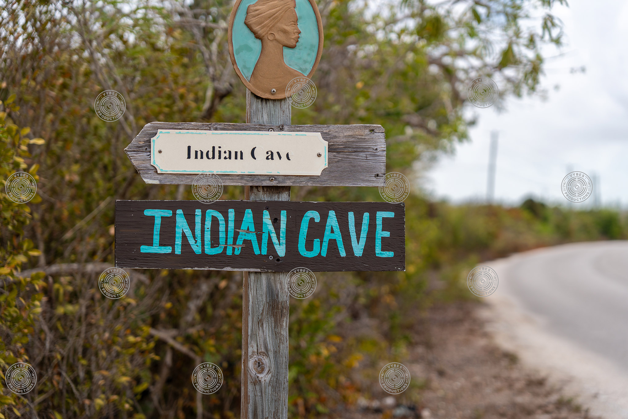 Sign for the Indian Cave in Middle Caicos