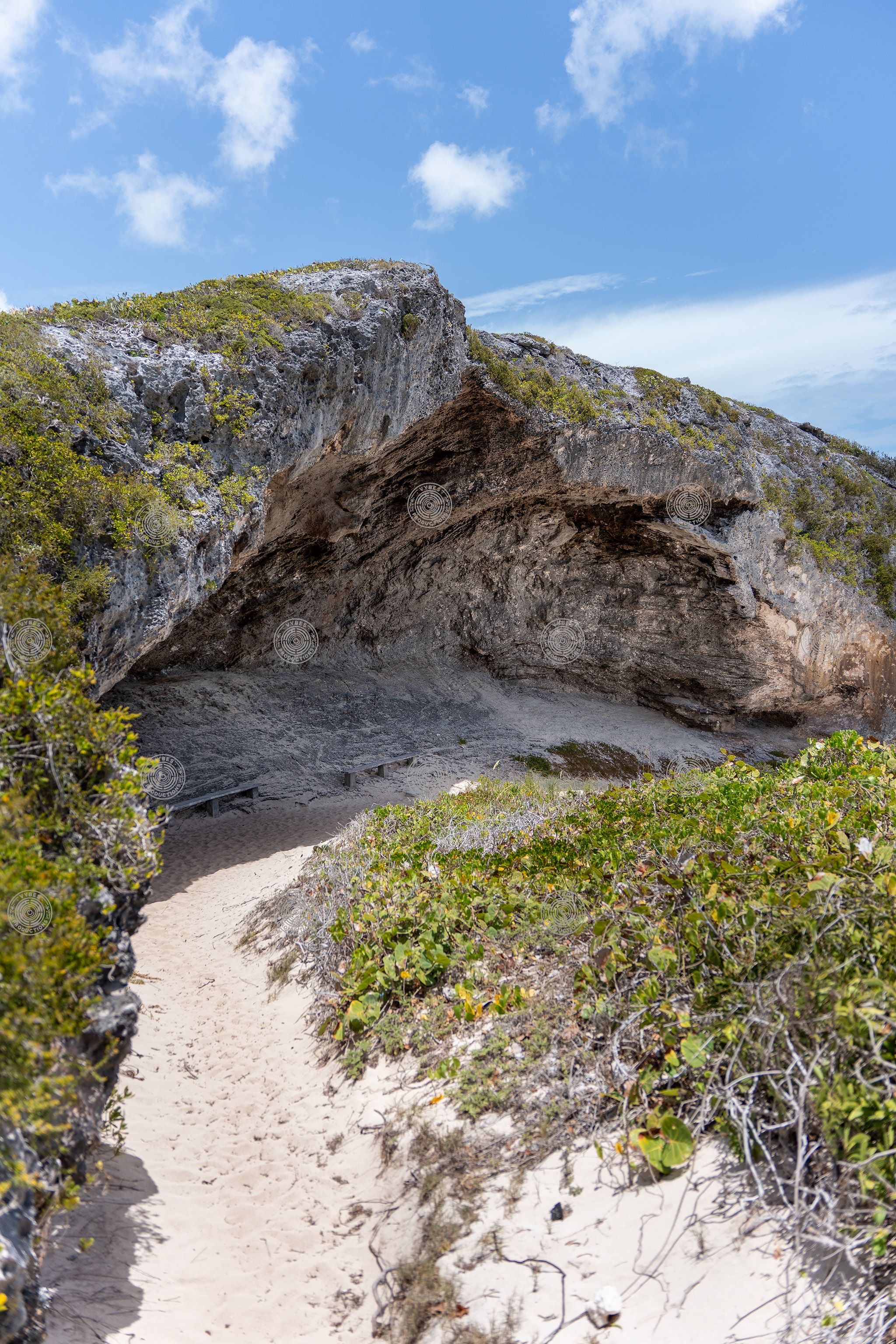 Rock overhang in Mudjin Harbor, Middle Caicos