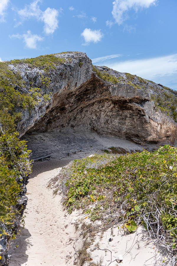 Rock overhang in Mudjin Harbor, Middle Caicos