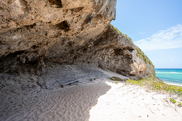 Rock overhang in Mudjin Harbor, Middle Caicos