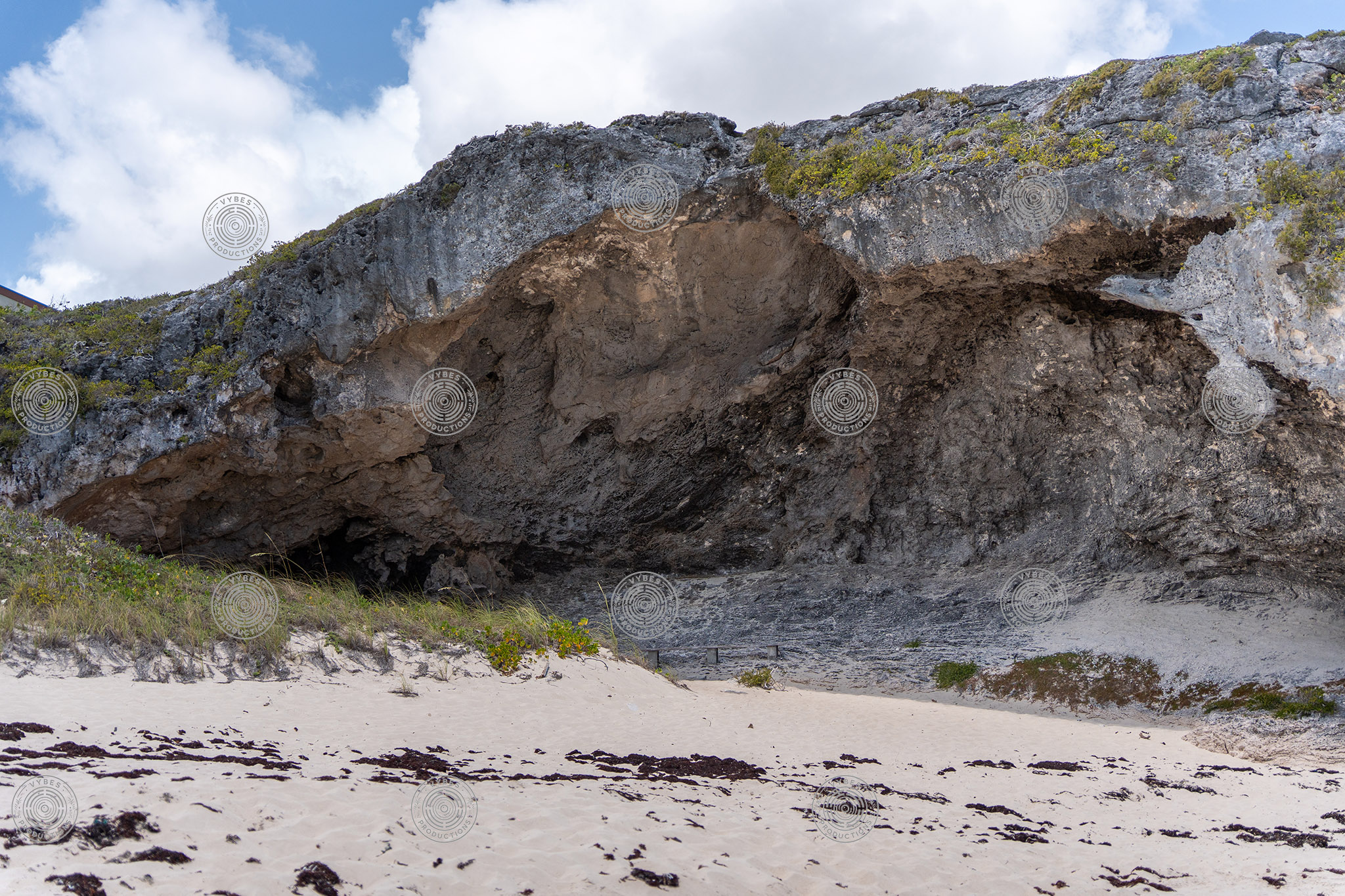 Rock overhang in Mudjin Harbor, Middle Caicos