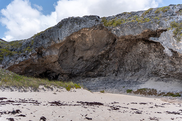 Rock overhang in Mudjin Harbor, Middle Caicos