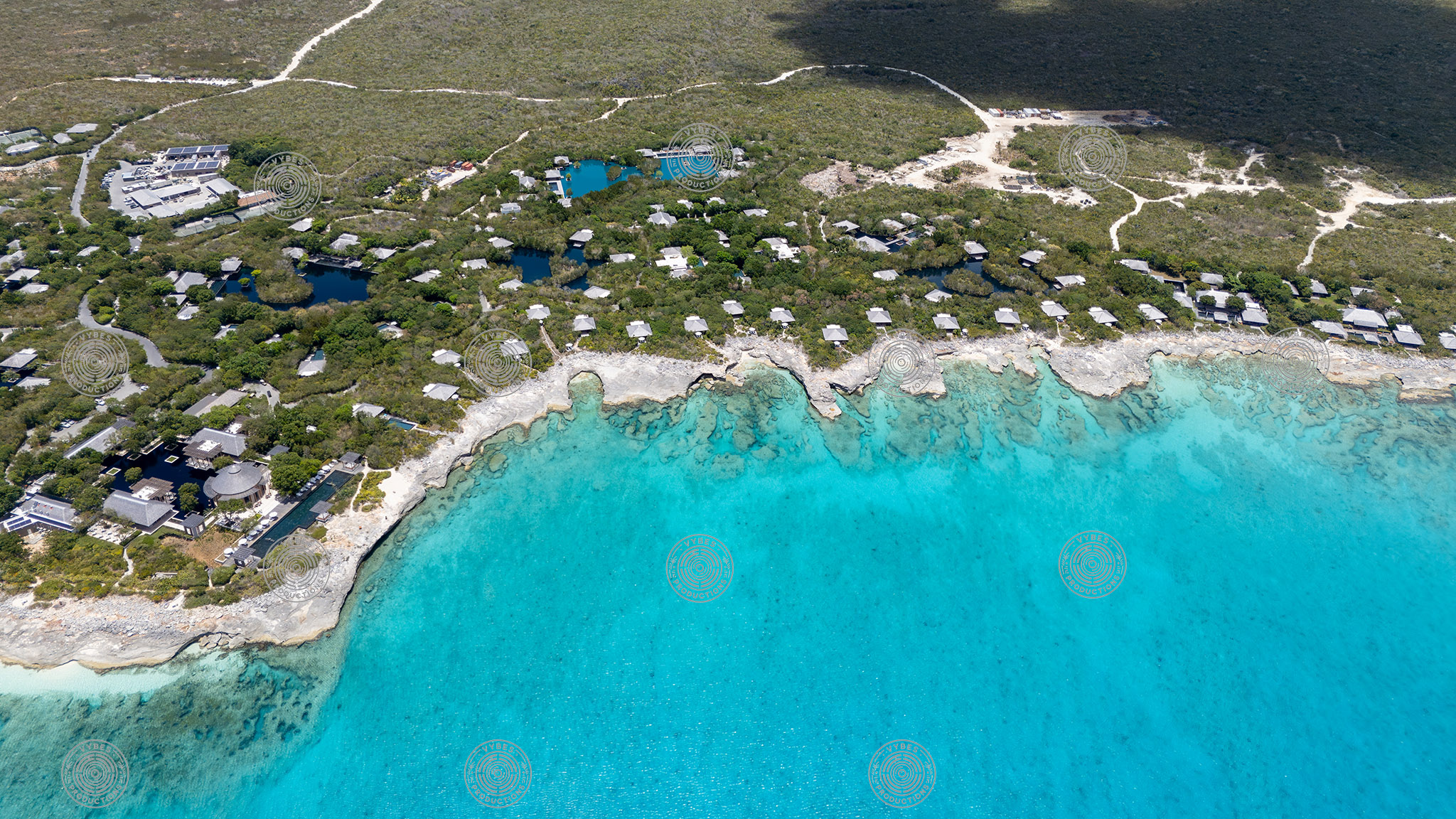 Drone view of Amanyara Resort in Providenciales