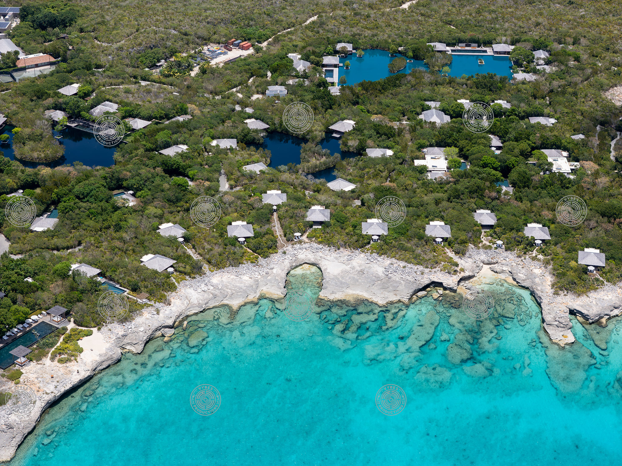 Drone view of Amanyara Resort in Providenciales
