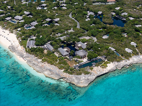 Drone view of Amanyara Resort in Providenciales