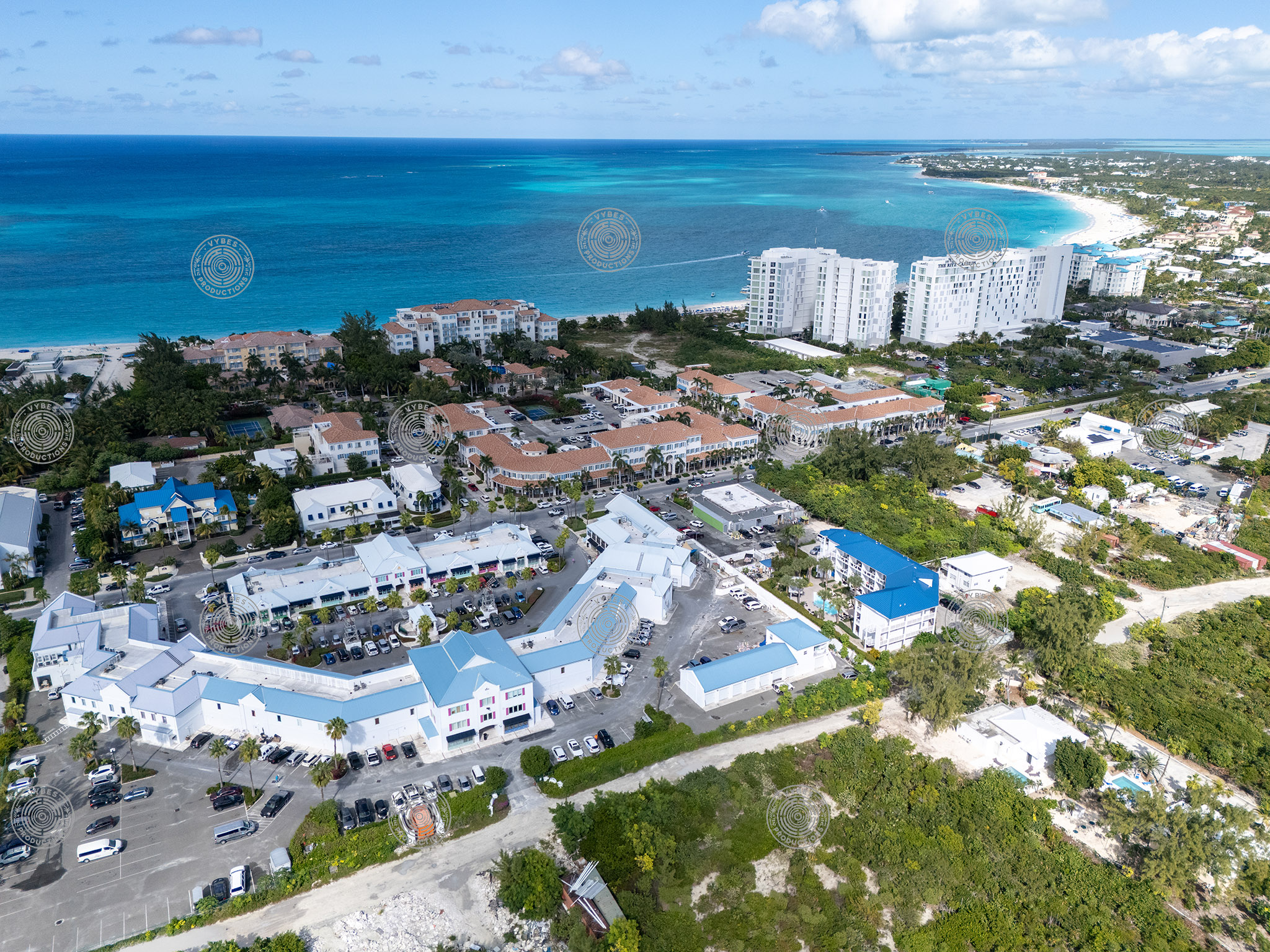 Aerial view showing relation between Salt Mills and Grace Bay Beach