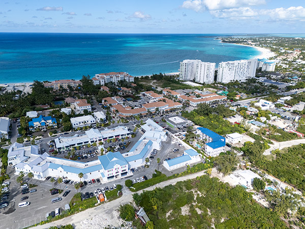 Aerial view showing relation between Salt Mills and Grace Bay Beach
