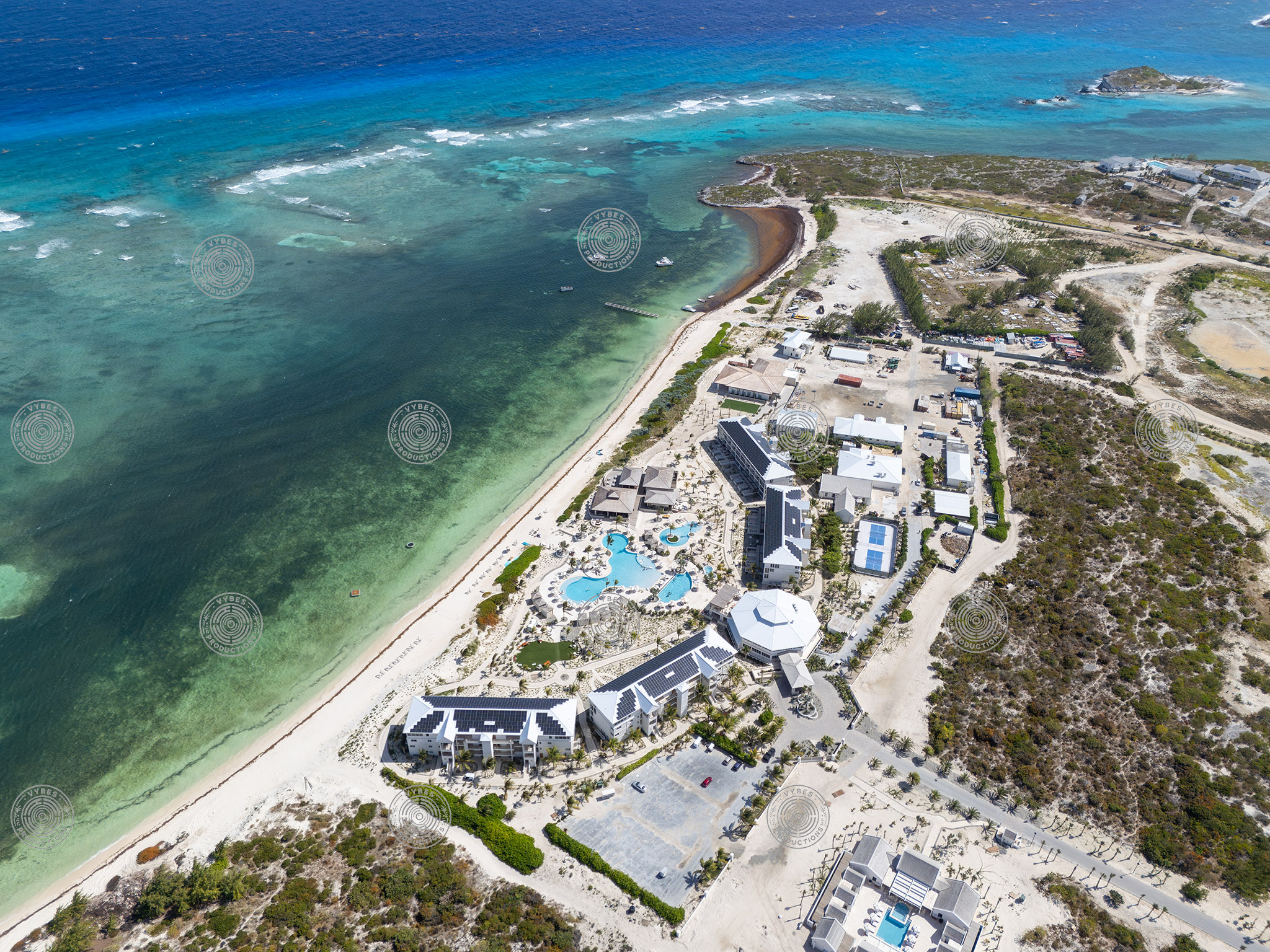 Drone shot of Salterra resort in South Caicos