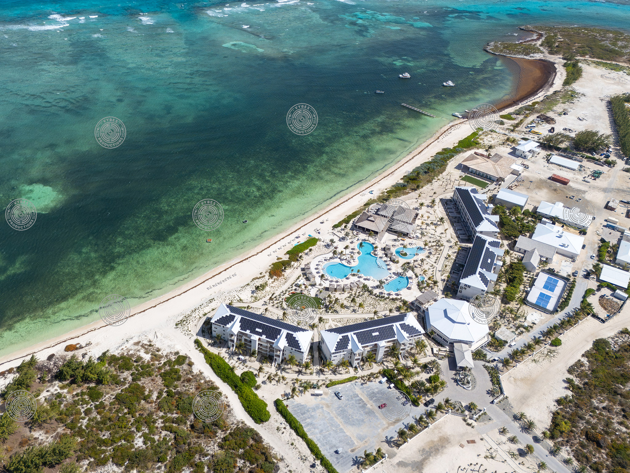 Drone shot of Salterra resort in South Caicos