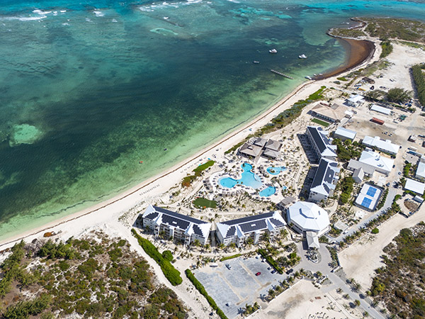 Drone shot of Salterra resort in South Caicos