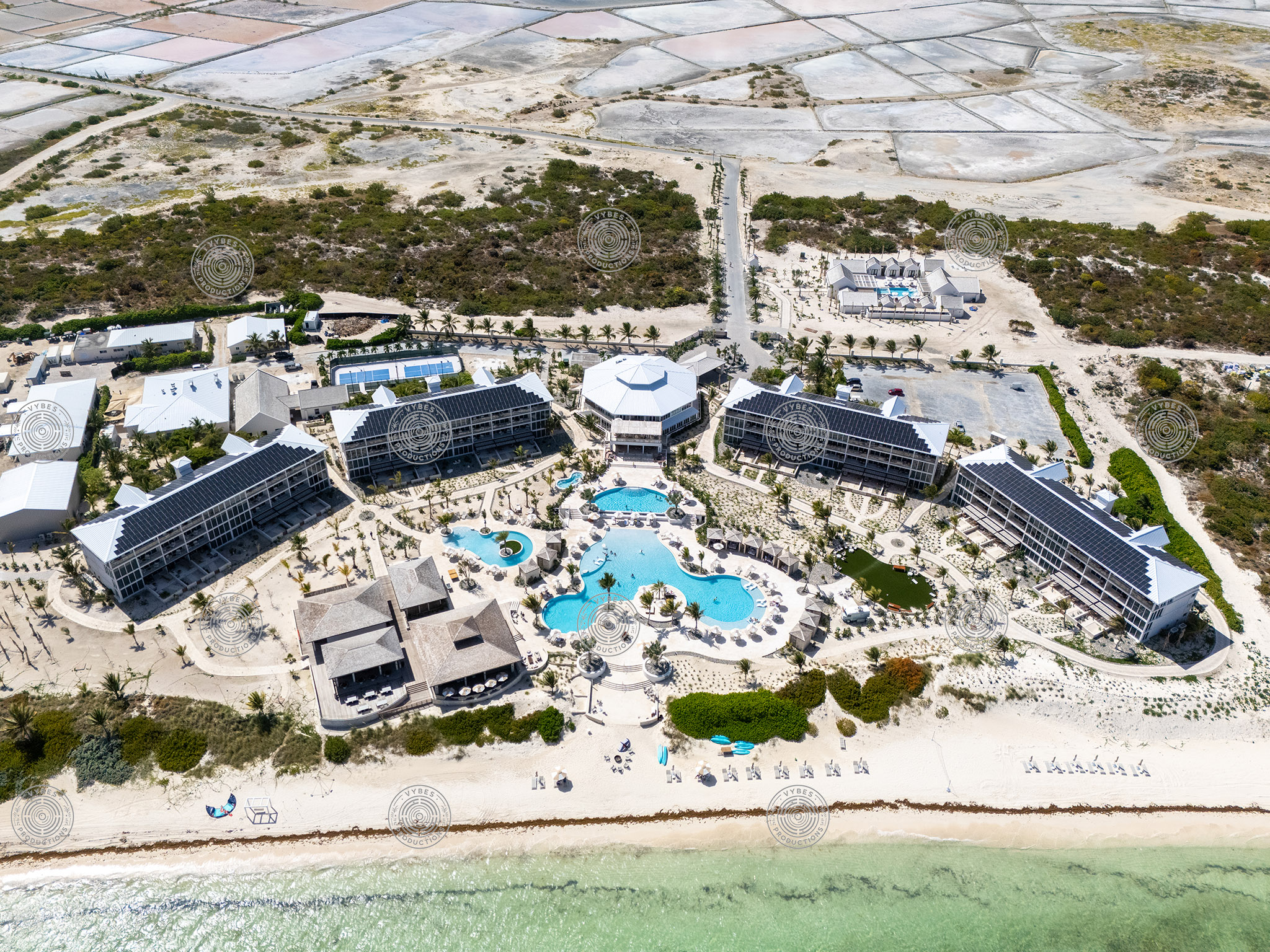 Drone shot of Salterra resort in South Caicos