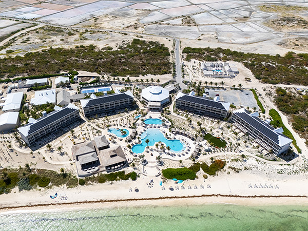 Drone shot of Salterra resort in South Caicos