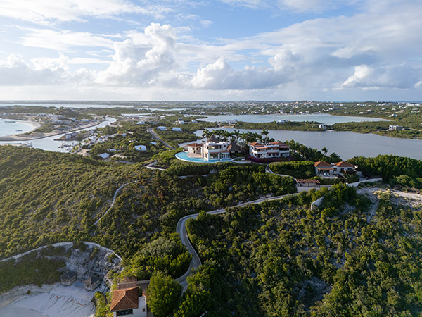 Aerial view of villa on top of hill in Turtle Tail