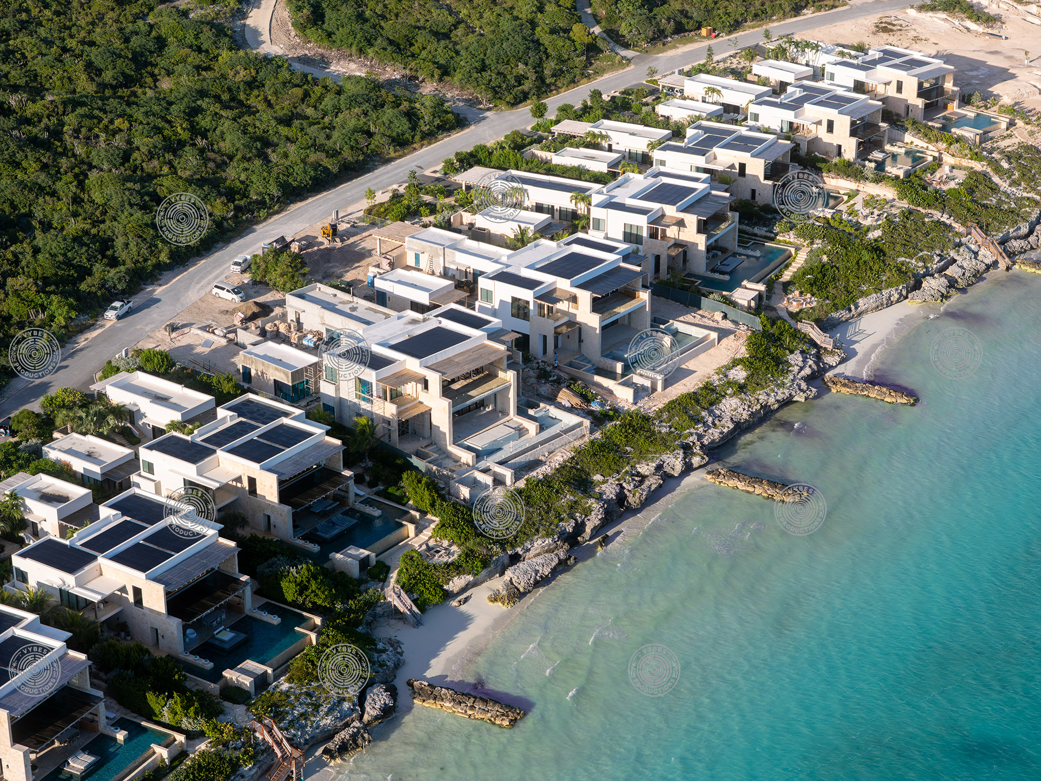 Aerial view of villas near The Strand