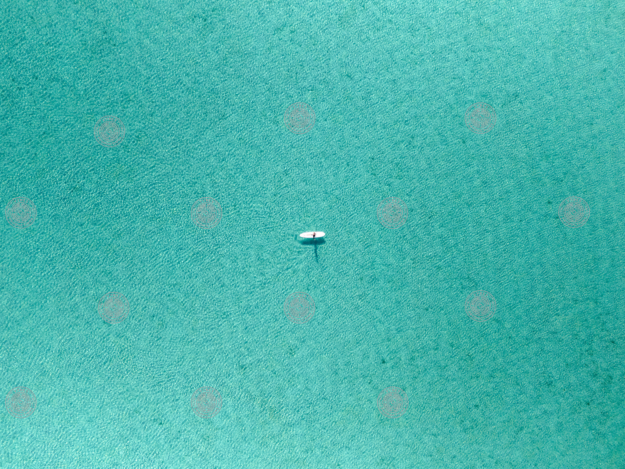 Paddleboard Floating Alone in Calm Turquoise Waters