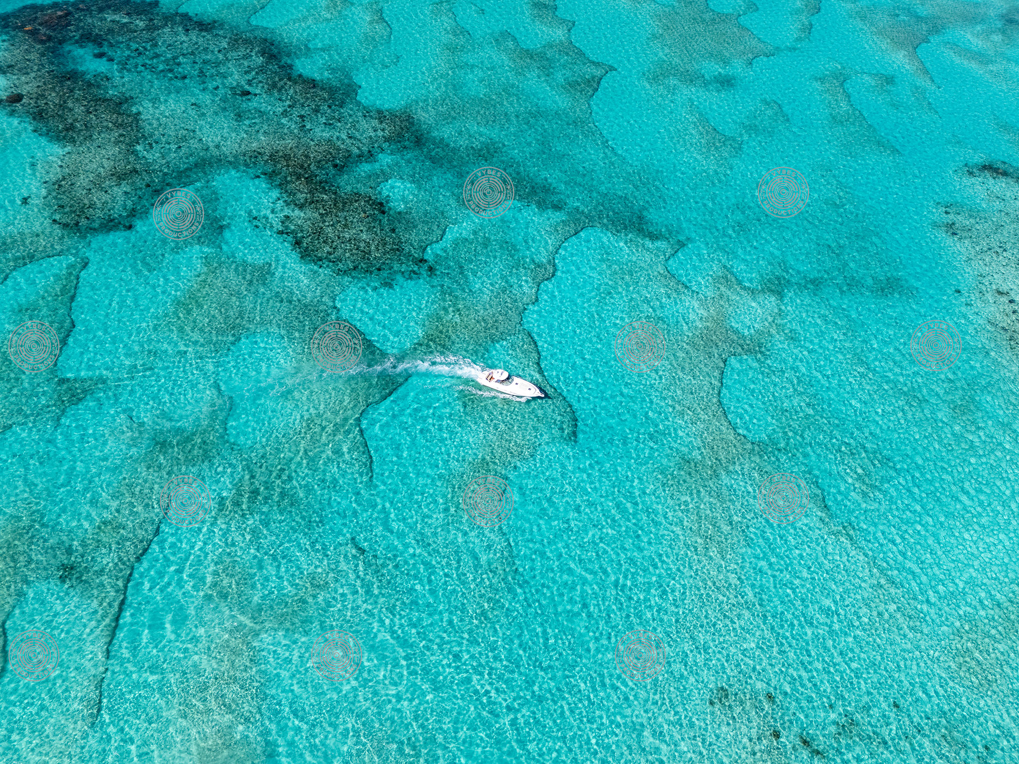 Drone shot of yacht cruising