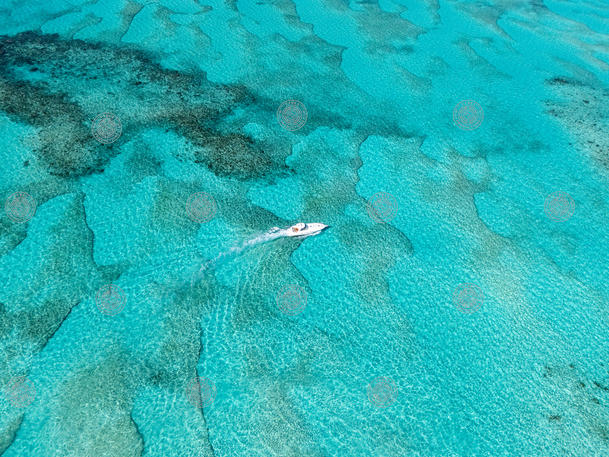 Drone shot of yacht cruising